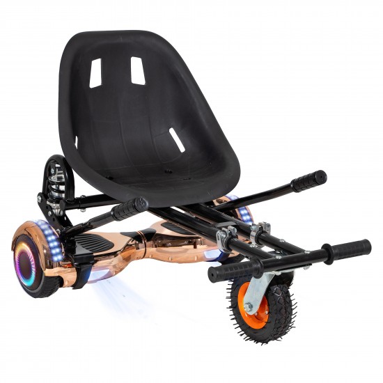 Pachet Hoverboard 6.5 inch cu Scaun cu Suspensii, Regular Iron PRO, Autonomie Extinsa si Hoverkart Negru cu Suspensii Duble, Smart Balance