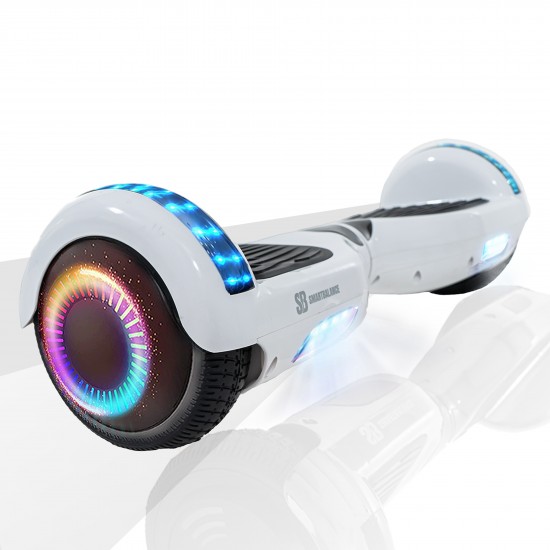 Hoverboard 6.5 inch, Regular White Pearl PRO, Autonomie Extinsa, Smart Balance