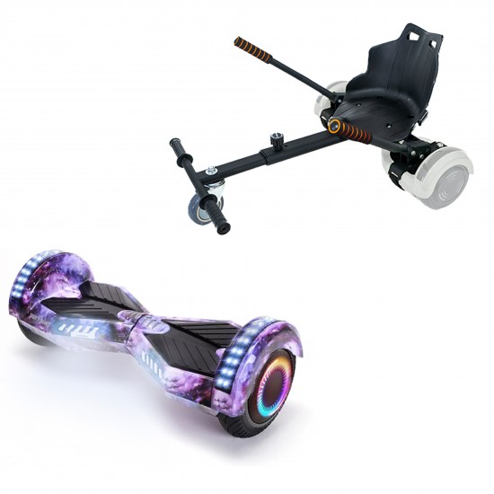 Pachet Hoverboard 6.5 inch cu Scaun Standard, Transformers Galaxy PRO, Autonomie Extinsa si Hoverkart Ergonomic Negru, Smart Balance