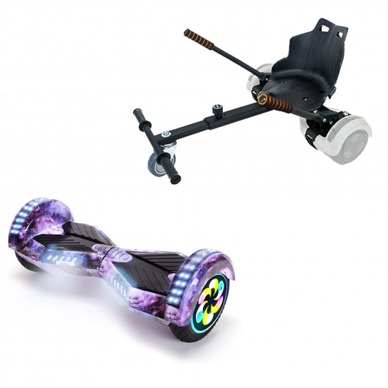 Pachet Hoverboard 8 inch cu Scaun Standard, Transformers Galaxy PRO, Autonomie Extinsa si Hoverkart Ergonomic Negru, Smart Balance