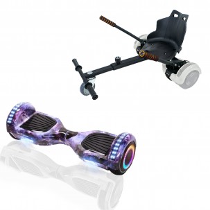 Pachet Hoverboard 6.5 inch cu Scaun Standard, Regular Galaxy PRO, Autonomie Extinsa si Hoverkart Ergonomic Negru, Smart Balance