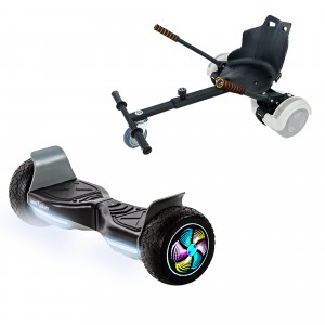 Pachet Hoverboard 8.5 inch cu Scaun Hoverkart, Hummer Black PRO autonomie extinsa pentru copii si adulti