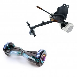 Pachet Hoverboard 6.5 inch cu Scaun Standard, Transformers Thunderstorm PRO, Autonomie Extinsa si Hoverkart Ergonomic Negru, Smart Balance