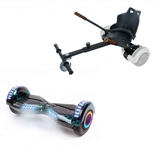 Pachet Hoverboard 6.5 inch cu Scaun Standard, Transformers Thunderstorm PRO, Autonomie Extinsa si Hoverkart Ergonomic Negru, Smart Balance