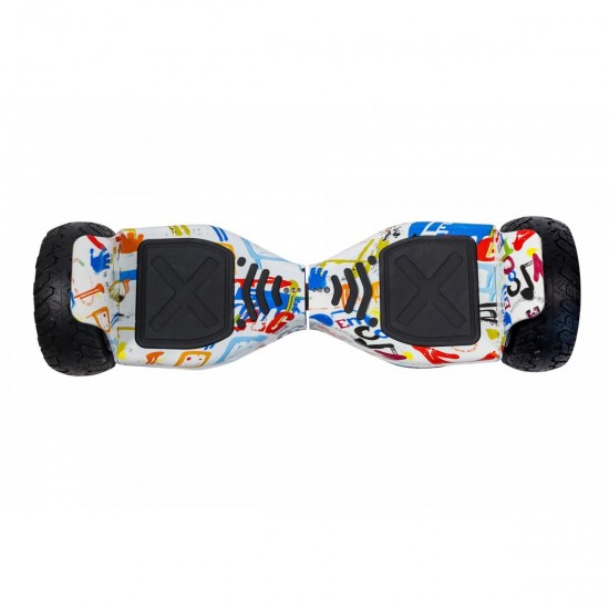 Pachet Hoverboard 8.5 inch cu Scaun Confort, Hummer Splash PRO, Autonomie Extinsa si Hoverkart cu Burete Alb, Smart Balance 4