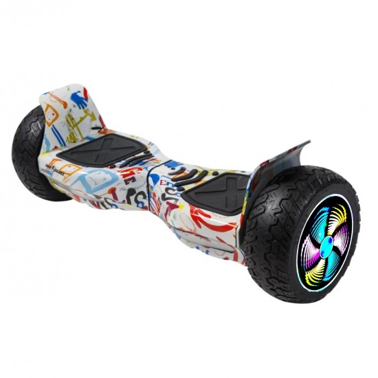 Pachet Hoverboard 8.5 inch cu Scaun Confort, Hummer Splash PRO, Autonomie Extinsa si Hoverkart cu Burete Alb, Smart Balance 2