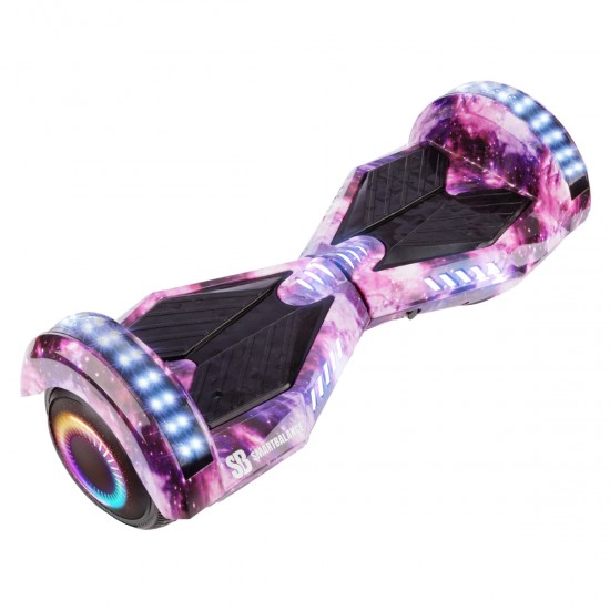 Pachet Hoverboard 6.5 inch cu Scaun Confort, Transformers Galaxy Pink PRO, Autonomie Extinsa si Hoverkart cu Burete Alb, Smart Balance 7
