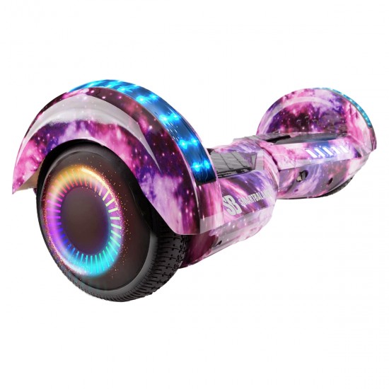 Pachet Hoverboard 6.5 inch cu Scaun Confort, Transformers Galaxy Pink PRO, Autonomie Extinsa si Hoverkart cu Burete Alb, Smart Balance 2