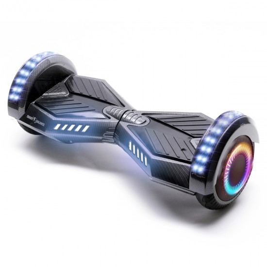 Pachet Hoverboard 6.5 inch cu Scaun Confort, Transformers Carbon PRO, Autonomie Standard si Hoverkart cu Burete Alb, Smart Balance 2