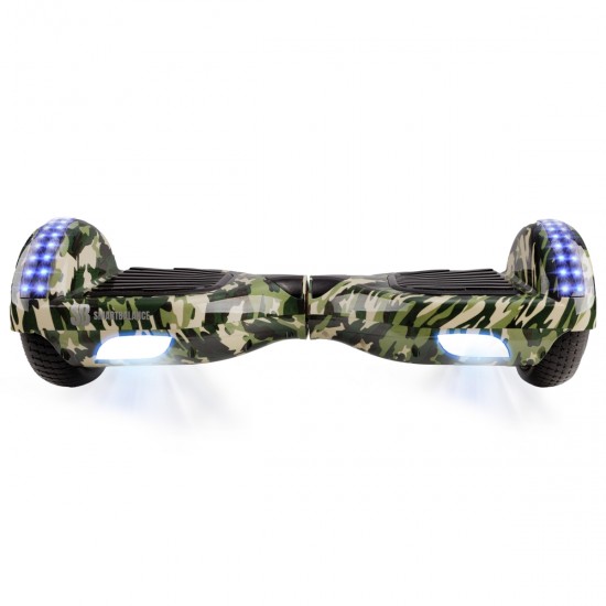 Pachet Hoverboard 6.5 inch cu Scaun Confort, Regular Camouflage PRO, Autonomie Extinsa si Hoverkart cu Burete Alb, Smart Balance 3