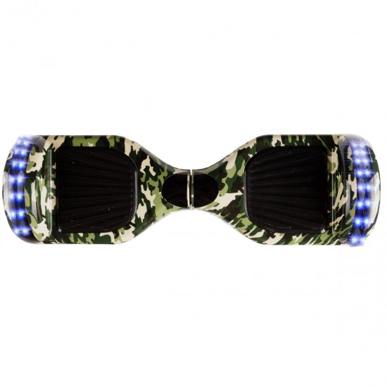 Pachet Hoverboard 6.5 inch cu Scaun Confort, Regular Camouflage PRO, Autonomie Extinsa si Hoverkart cu Burete Alb, Smart Balance 4