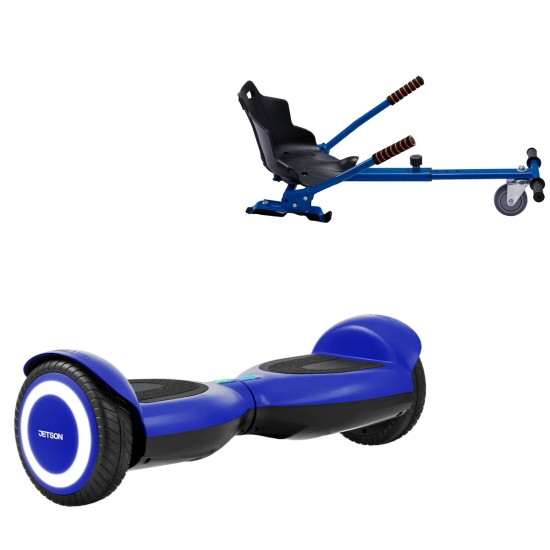 Pachet Hoverboard 6.5 inch cu Scaun Standard, Jetson Prism Blue, Autonomie Standard și Hoverkart Ergonomic Albastru, Smart Balance