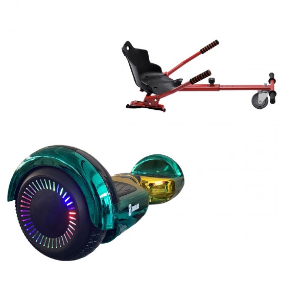 Pachet Hoverboard 6.5 inch cu Scaun Standard, Regular California PRO, Autonomie Standard si Hoverkart Ergonomic Rosu, Smart Balance