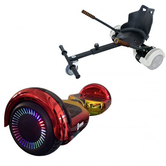 Pachet Hoverboard 6.5 inch cu Scaun Standard, Regular Sunset PRO, Autonomie Standard si Hoverkart Ergonomic Negru, Smart Balance