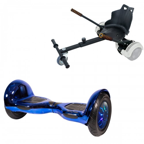 Pachet Hoverboard 10 inch cu Scaun Standard, Off-Road ElectroBlue PRO, Autonomie Extinsa si Hoverkart Ergonomic Negru, Smart Balance