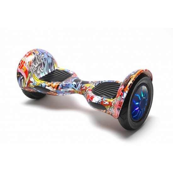 Pachet Hoverboard 10 inch cu Scaun Confort, Off-Road HipHop Orange PRO, Autonomie Extinsa si Hoverkart cu Burete Alb, Smart Balance 2