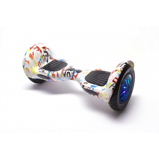 Pachet Hoverboard 10 inch cu Scaun Confort, Off-Road Splash PRO, Autonomie Extinsa si Hoverkart cu Burete Alb, Smart Balance 2