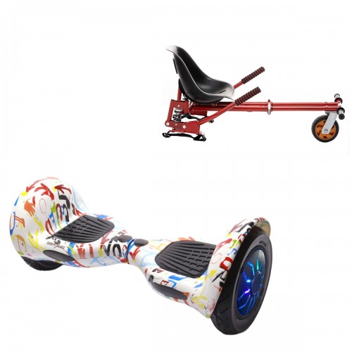 Pachet Hoverboard 10 inch cu Scaun cu Suspensii, Off-Road Splash PRO, Autonomie Extinsa si Hoverkart Rosu cu Suspensii Duble, Smart Balance