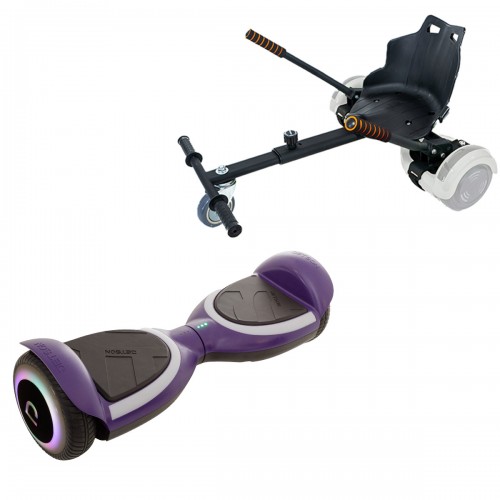 Pachet Hoverboard 6.5 inch cu Scaun Standard, Jetson Prism Purple Plus, Autonomie Standard și Hoverkart Ergonomic Negru, Smart Balance