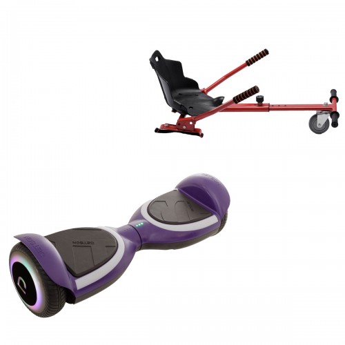 Pachet Hoverboard 6.5 inch cu Scaun Standard, Jetson Prism Purple Plus, Autonomie Standard și Hoverkart Ergonomic Rosu, Smart Balance