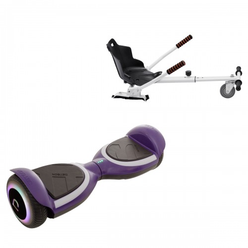 Pachet Hoverboard 6.5 inch cu Scaun Standard, Jetson Prism Purple Plus, Autonomie Standard și Hoverkart Ergonomic Alb, Smart Balance