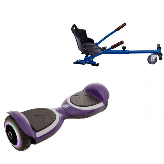 Pachet Hoverboard 6.5 inch cu Scaun Standard, Jetson Prism Purple Plus, Autonomie Standard și Hoverkart Ergonomic Albastru, Smart Balance