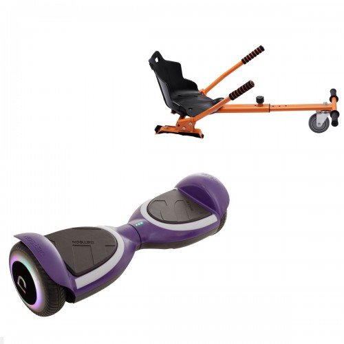 Pachet Hoverboard 6.5 inch cu Scaun Standard, Jetson Prism Purple Plus, Autonomie Standard și Hoverkart Ergonomic Portocaliu, Smart Balance