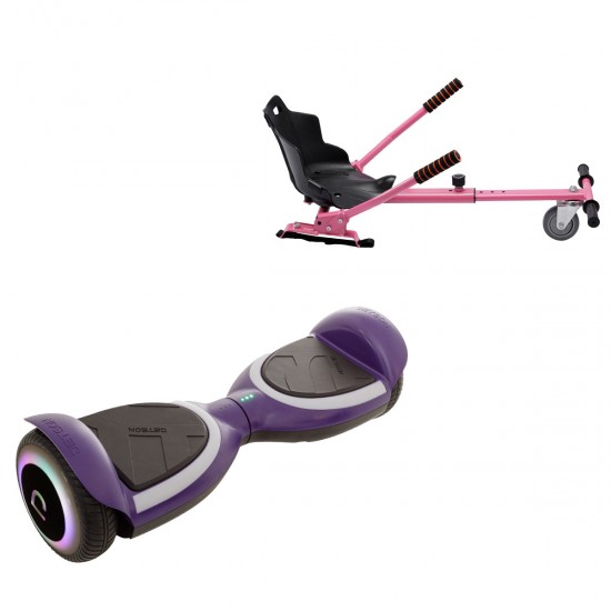 Pachet Hoverboard 6.5 inch cu Scaun Standard, Jetson Prism Purple Plus și Hoverkart Ergonomic Roz, Smart Balance