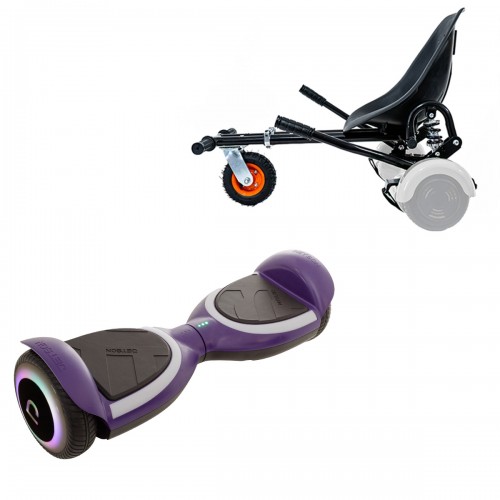 Pachet Hoverboard 6.5 inch cu Scaun cu Suspensii, Jetson Prism Purple Plus, Autonomie Standard și Hoverkart Negru cu Suspensii Duble, Smart Balance