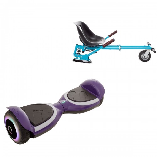 Pachet Hoverboard 6.5 inch cu Scaun cu Suspensii, Jetson Prism Purple Plus, Autonomie Standard și Hoverkart Albastru cu Suspensii Duble, Smart Balance