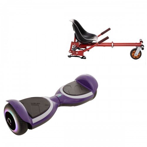 Pachet Hoverboard 6.5 inch cu Scaun cu Suspensii, Jetson Prism Purple Plus, Autonomie Standard și Hoverkart Rosu cu Suspensii Duble, Smart Balance
