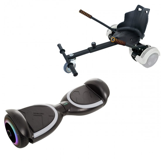 Pachet Hoverboard 6.5 inch cu Scaun Standard, Jetson Prism Black Plus, Autonomie Standard și Hoverkart Ergonomic Negru, Smart Balance