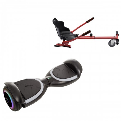 Pachet Hoverboard 6.5 inch cu Scaun Standard, Jetson Prism Black Plus, Autonomie Standard și Hoverkart Ergonomic Rosu, Smart Balance