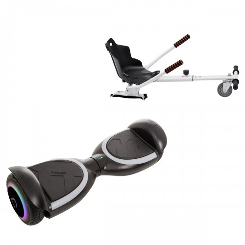 Pachet Hoverboard 6.5 inch cu Scaun Standard, Jetson Prism Black Plus, Autonomie Standard și Hoverkart Ergonomic Alb, Smart Balance