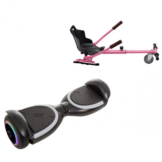 Pachet Hoverboard 6.5 inch cu Scaun Standard, Jetson Prism Black Plus și Hoverkart Ergonomic Roz, Smart Balance