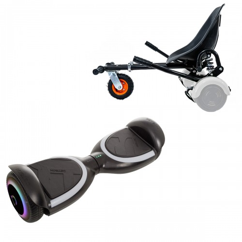 Pachet Hoverboard 6.5 inch cu Scaun cu Suspensii, Jetson Prism Black Plus, Autonomie Standard și Hoverkart Negru cu Suspensii Duble, Smart Balance