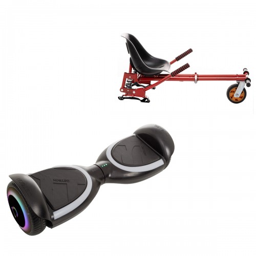 Pachet Hoverboard 6.5 inch cu Scaun cu Suspensii, Jetson Prism Black Plus, Autonomie Standard și Hoverkart Rosu cu Suspensii Duble, Smart Balance