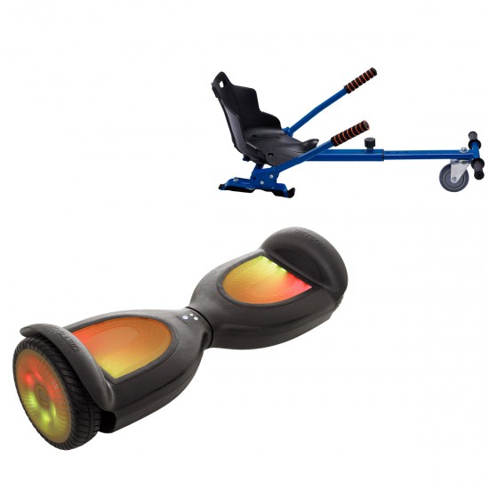 Pachet Hoverboard 6.5 inch cu Scaun Standard, Jetson Prism Black PRO, Autonomie Standard și Hoverkart Ergonomic Albastru, Smart Balance