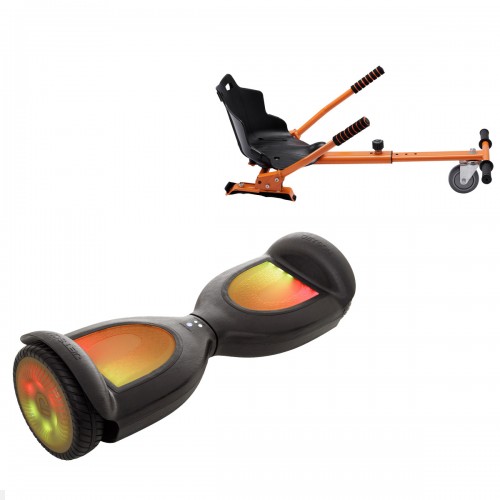 Pachet Hoverboard 6.5 inch cu Scaun Standard, Jetson Prism Black PRO, Autonomie Standard și Hoverkart Ergonomic Portocaliu, Smart Balance