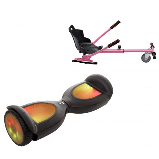 Pachet Hoverboard 6.5 inch cu Scaun Standard, Jetson Prism Black PRO și Hoverkart Ergonomic Roz, Smart Balance