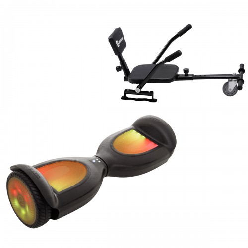 Pachet Hoverboard 6.5 inch cu Scaun Confort, Jetson Prism Black PRO, Autonomie Standard și Hoverkart cu Burete Negru, Smart Balance