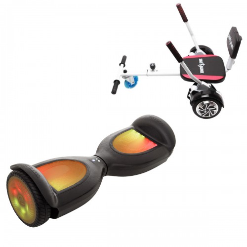 Pachet Hoverboard 6.5 inch cu Scaun Confort, Jetson Prism Black PRO, Autonomie Standard și Hoverkart cu Burete Alb, Smart Balance
