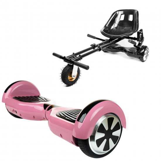 Pachet Hoverboard 6.5 inch cu Scaun cu Suspensii, Regular Pink, Autonomie Extinsa si Hoverkart Negru cu Suspensii Duble, Smart Balance 1
