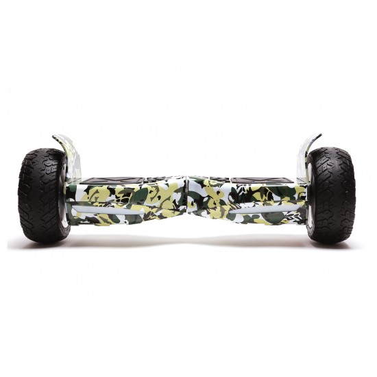 Pachet Hoverboard 8.5 inch cu Scaun cu Suspensii, Hummer Camouflage, Autonomie Extinsa si Hoverkart Negru cu Suspensii Duble, Smart Balance 2