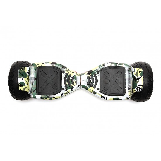 Pachet Hoverboard 8.5 inch cu Scaun Standard, Hummer Camouflage, Autonomie Standard si Hoverkart Ergonomic Negru, Smart Balance 2