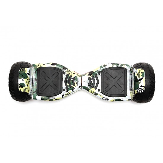 Pachet Hoverboard 8.5 inch cu Scaun Standard, Hummer Camouflage, Autonomie Extinsa si Hoverkart Ergonomic Negru, Smart Balance 2