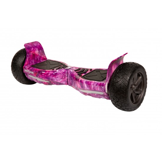 Set Hoverboard All Terrain cu Scaun, Hoverkart Roz cu Suspensii Duble, Boxe Bluetooth, Lumini LED si Auto Balans, roti 8.5'', 15km Autonomie, Putere 700W, Baterie 4Ah Samsung Cell, Smart Balance Hummer Galaxy Pink 4