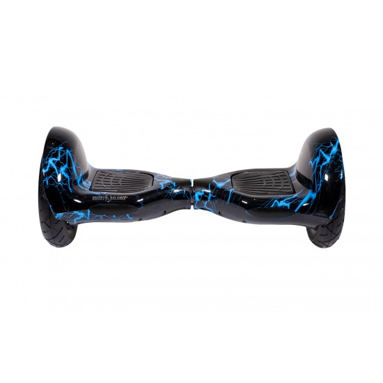Set Hoverboard 10 inch cu Scaun Standard, Off-Road Thunderstorm Blue, Autonomie Extinsa si Hoverkart Ergonomic Negru, Smart Balance 3