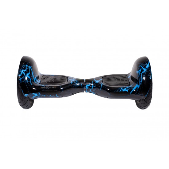 Set Hoverboard OffRoad cu Scaun, Hoverkart Albastru cu Suspensii Duble, Boxe Bluetooth, Lumini LED si Auto Balans, roti 10'', 15km Autonomie, Putere 700W, Baterie 4Ah Samsung Cell, Smart Balance OffRoad Thunderstorm 2