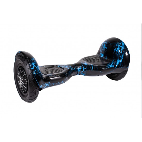 Set Hoverboard 10 inch cu Scaun Standard, Off-Road Thunderstorm Blue, Autonomie Extinsa si Hoverkart Ergonomic Negru, Smart Balance 5